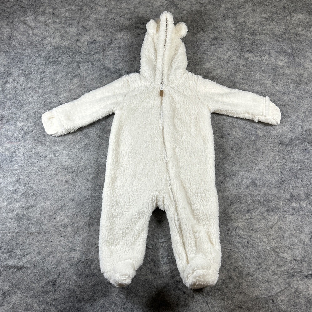 Carters Baby White Hooded Fleece Full Zip Polar Bear One Piece Outerwear Size 9M